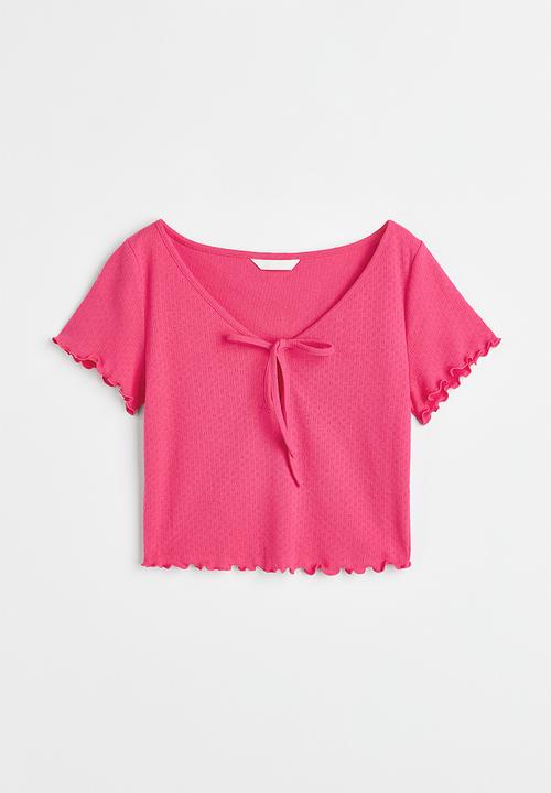 H&M - Pointelle jersey top - cerise