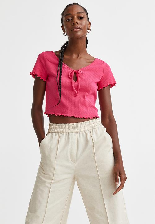 H&M - Pointelle jersey top - cerise