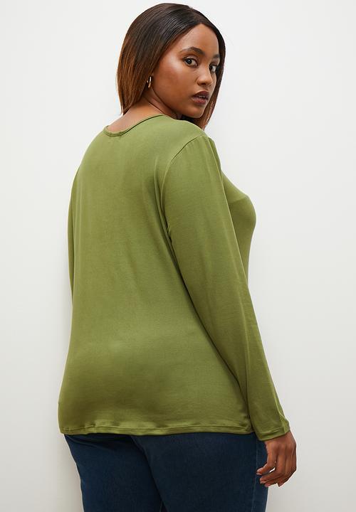 edit - Front tie detail tee - khaki