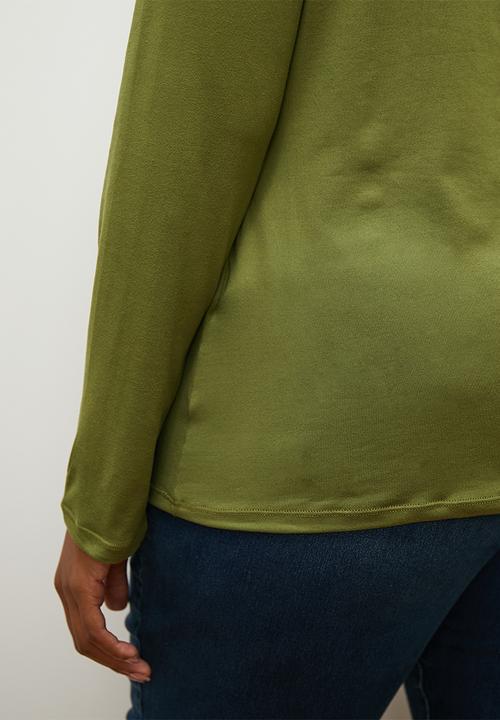 edit - Front tie detail tee - khaki