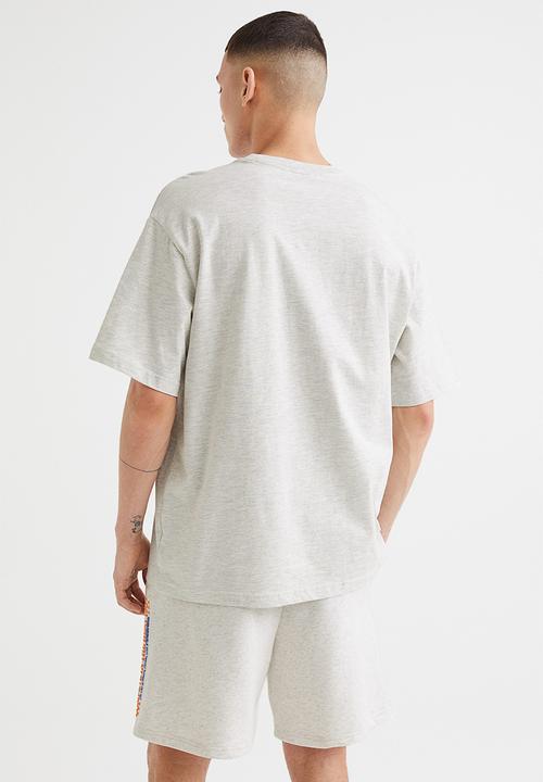 H&M - Relaxed fit printed t-shirt - light grey marl/compete