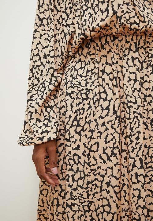 edit Plus - Dolman sleeve sot waist midi dress - modern animal 