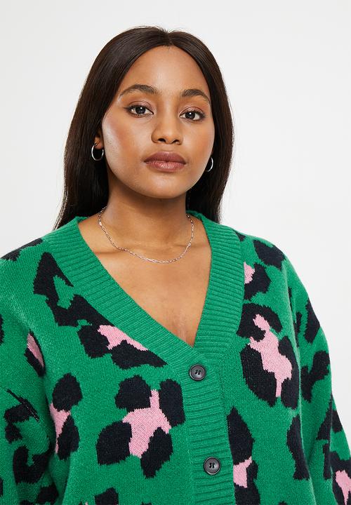 Me&B - Plus Button through cardigan - vibrant animal print