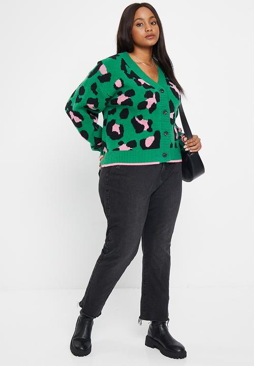 Me&B - Plus Button through cardigan - vibrant animal print