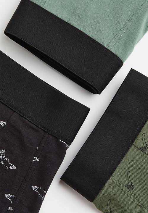H&M - 3 Pack xtra life™ cotton trunks - khaki green/dinosaurs