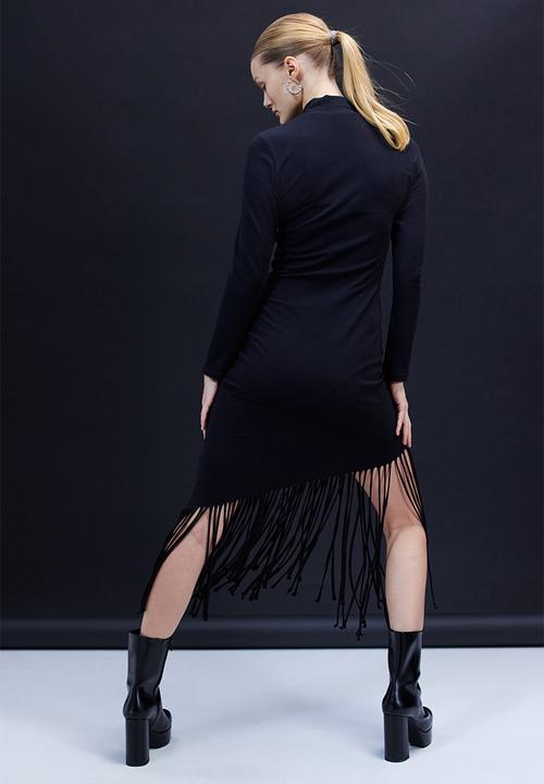 H&M - Fringe-trimmed dress - black