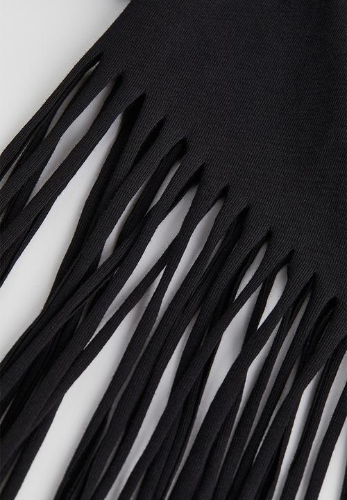 H&M - Fringe-trimmed dress - black