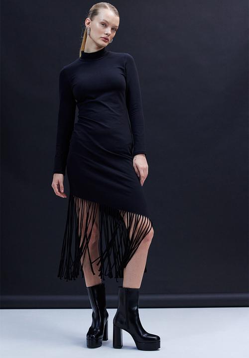 H&M - Fringe-trimmed dress - black