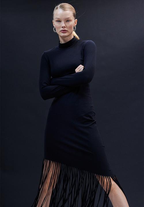 H&M - Fringe-trimmed dress - black