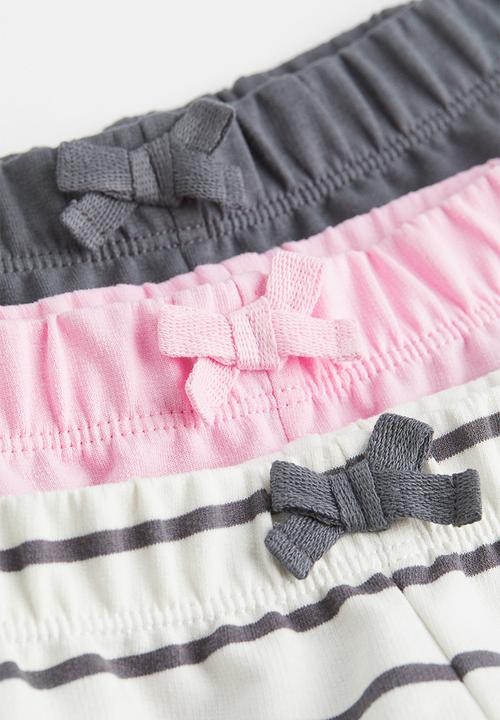 H&M - 3-Pack cotton shorts - light pink/grey striped