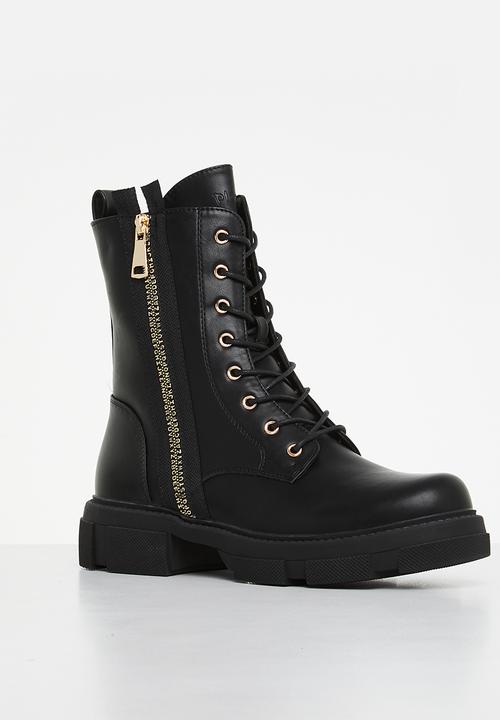 Plum - Zenith lace-up boot - black