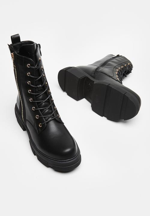 Plum - Zenith lace-up boot - black