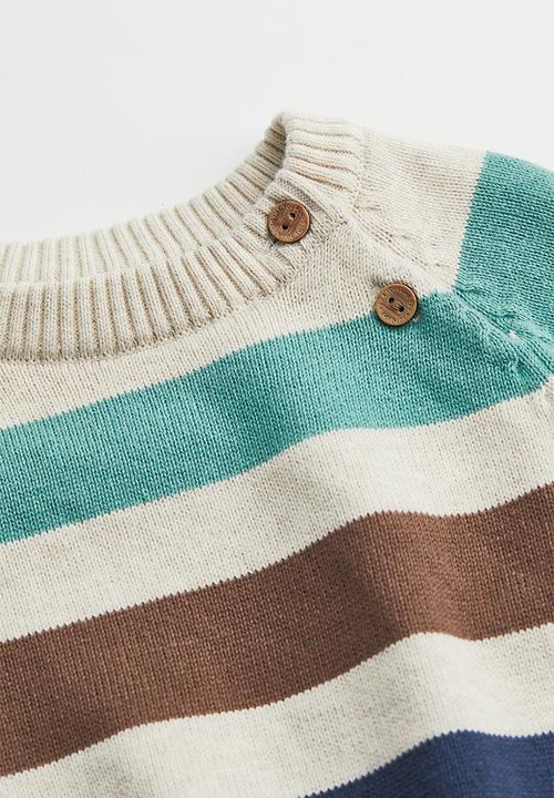 H&M - Knitted jumper - natural white/striped
