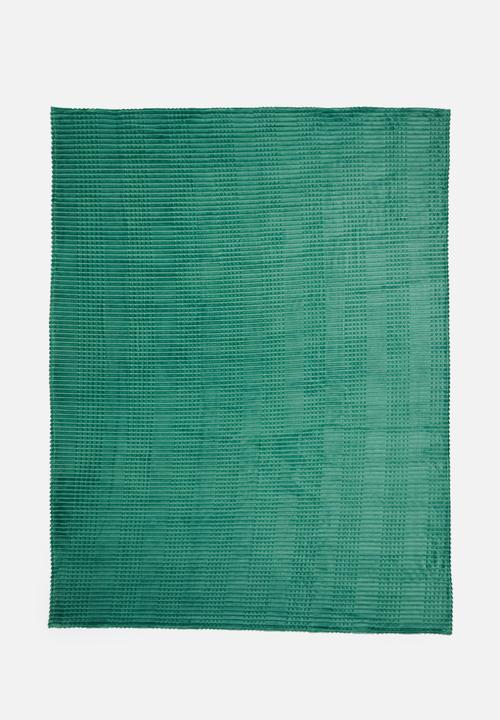 Sixth Floor - Plain ribbed fleece blanket - hunter green