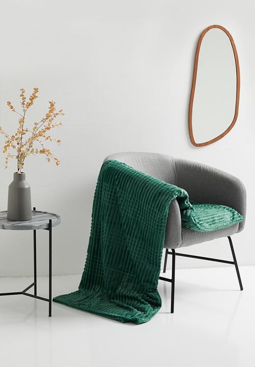 Sixth Floor - Plain ribbed fleece blanket - hunter green