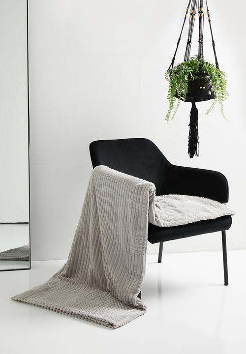Sixth Floor - Plain ribbed fleece blanket - light grey
