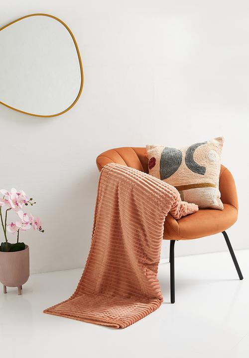 Sixth Floor - Plain ribbed fleece blanket - salmon