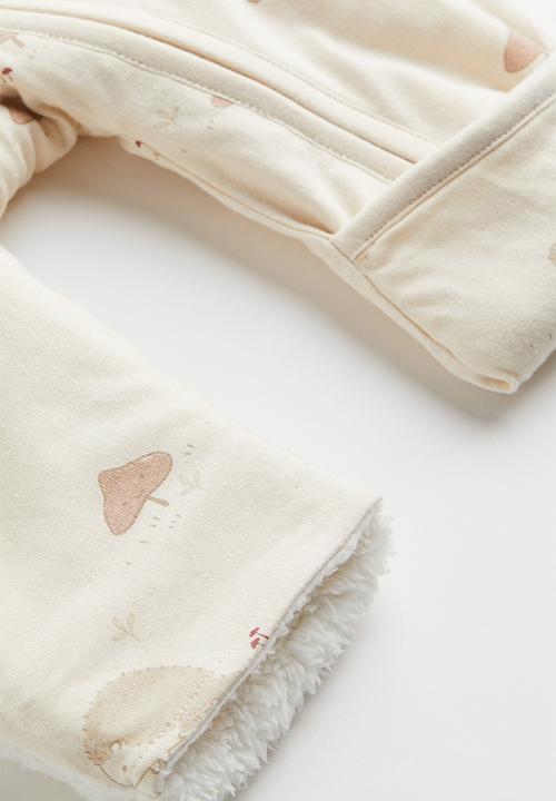 H&M - Hooded all-in-one suit - light beige/hedgehogs