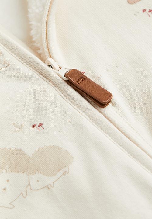 H&M - Hooded all-in-one suit - light beige/hedgehogs