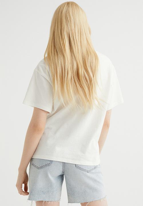H&M - Printed T-shirt - white/records