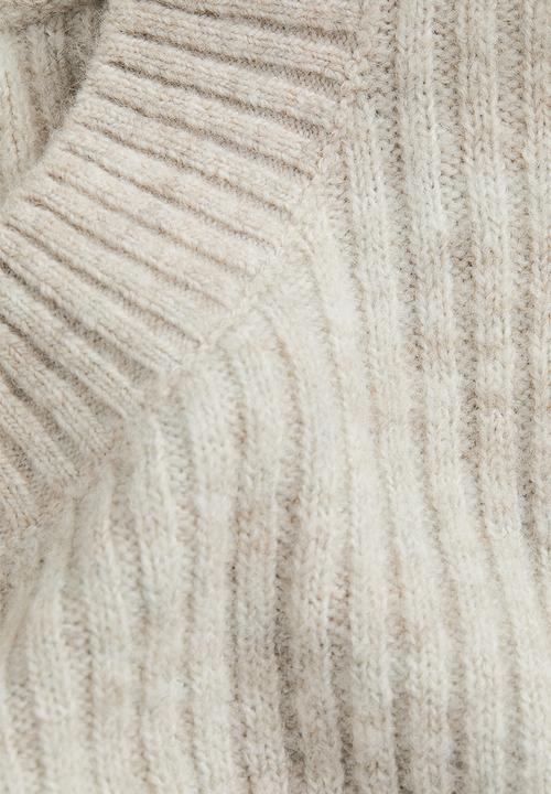 H&M - Rib-knit jumper - light beige marl