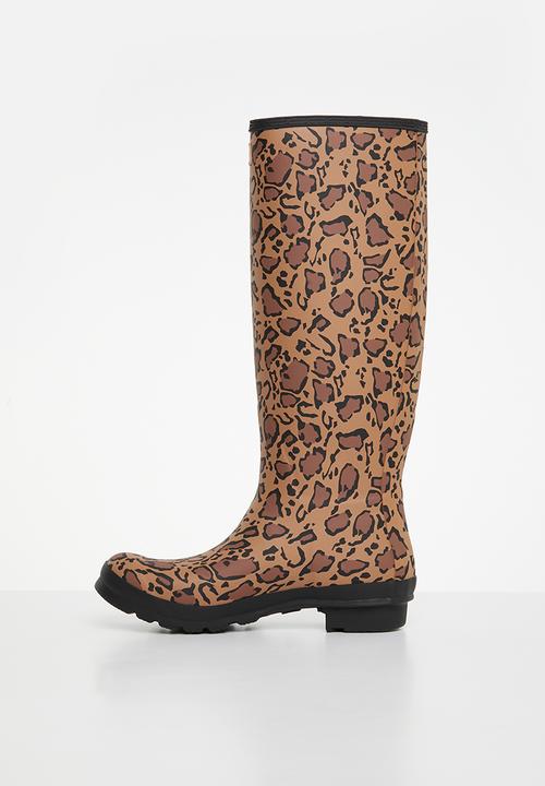 Hunter - Original tall leopard print - rich tan/saddle/black
