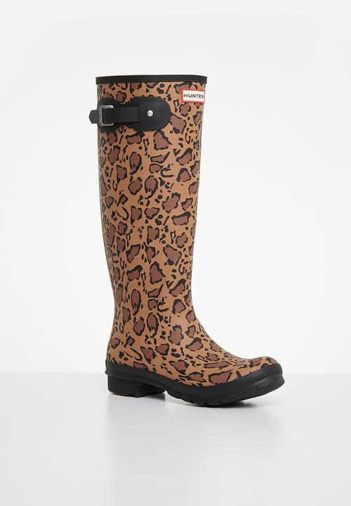 Hunter - Original tall leopard print - rich tan/saddle/black