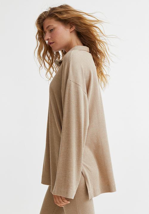 H&M - Ribbed half-zip top - beige