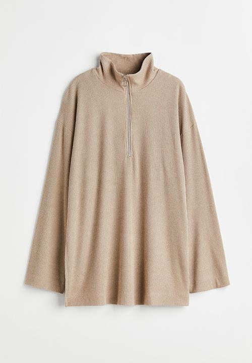 H&M - Ribbed half-zip top - beige