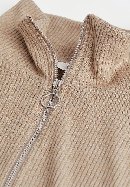 H&M - Ribbed half-zip top - beige