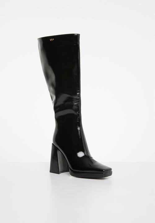 Plum - Khloe knee length boot - black
