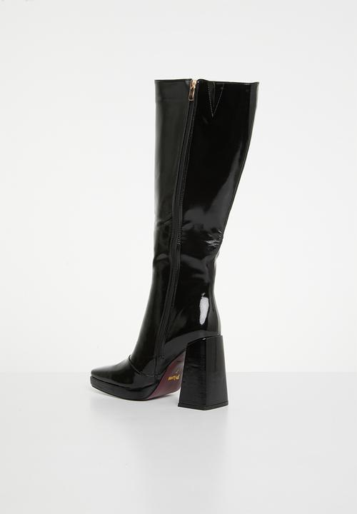 Plum - Khloe knee length boot - black