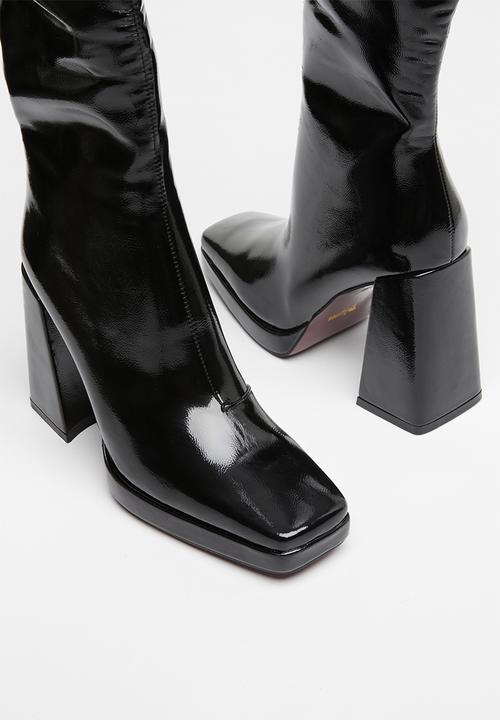 Plum - Khloe knee length boot - black