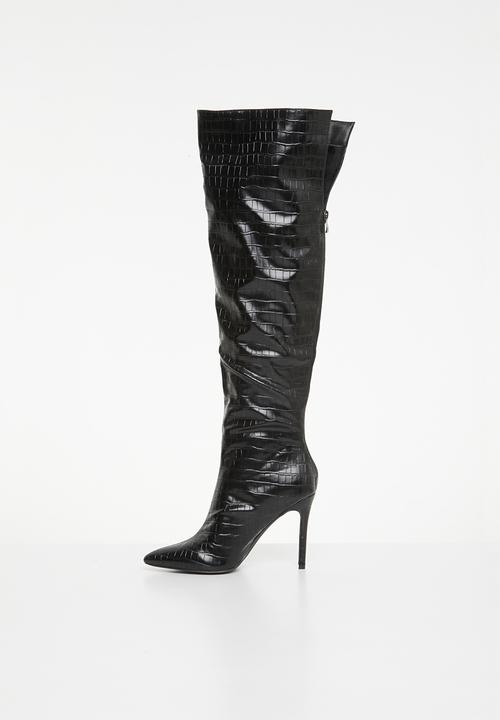 Plum - Adah stiletto boot - black