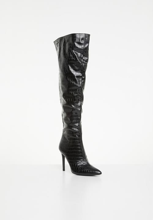 Plum - Adah stiletto boot - black