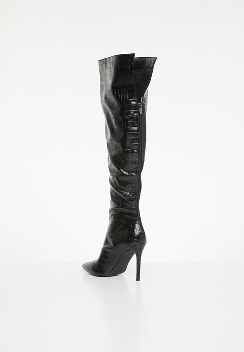 Plum - Adah stiletto boot - black