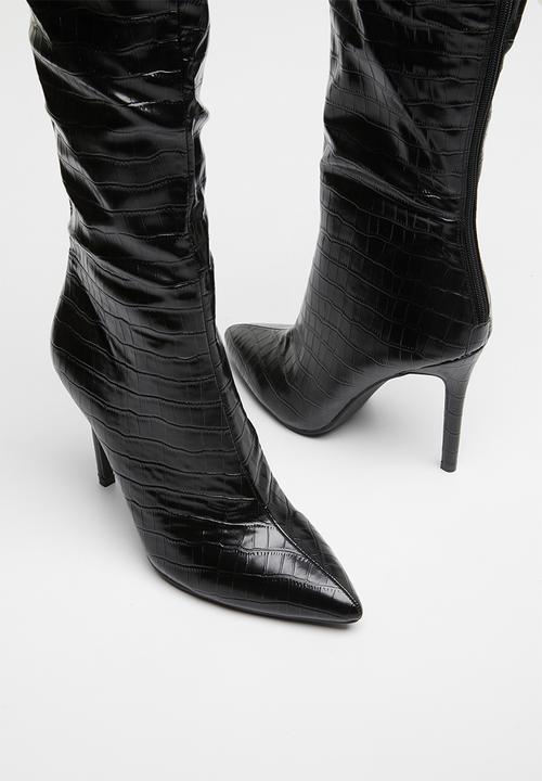 Plum - Adah stiletto boot - black