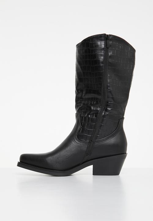 Plum - Nikita western boot - black