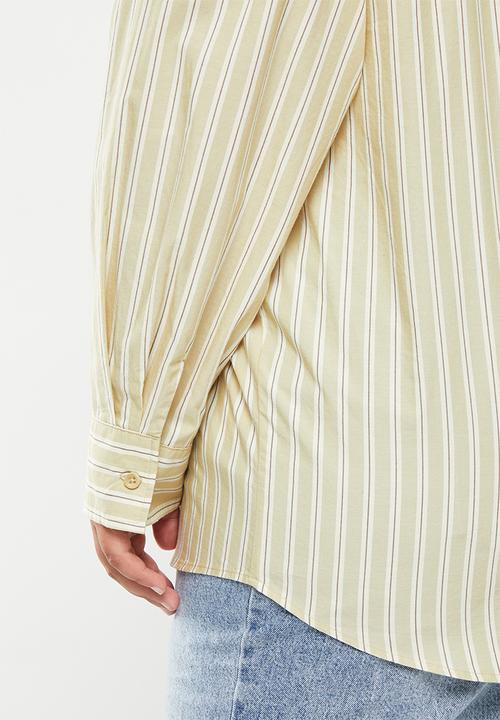 Cotton On - Plus dad shirt - gen stripe light sand