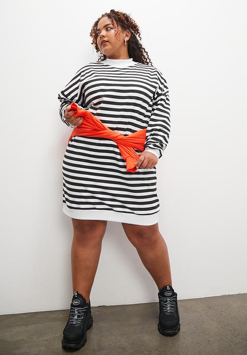 Blake - Striped sweat dress - black & white