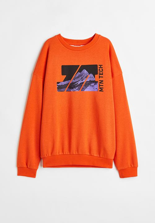 H&M - Printed sweatshirt - orange/mountain