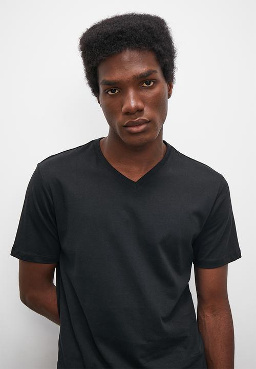 Superbalist - 2-Pack dean organic vee neck tee - black