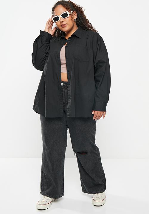 Cotton On - Plus dad shirt - black