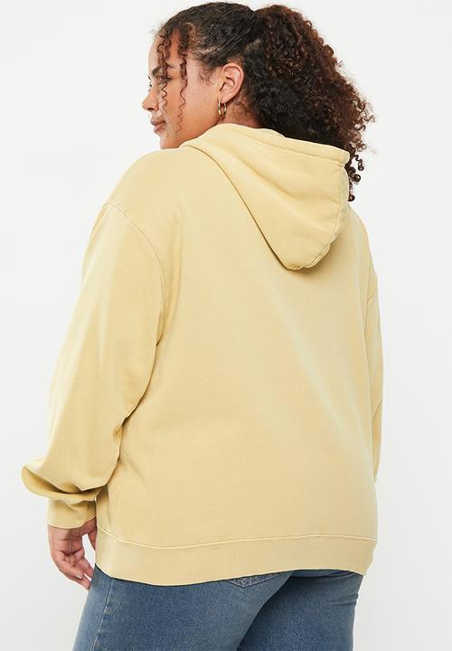 Cotton On - Plus classic washed zip-through hoodie - washed light sand