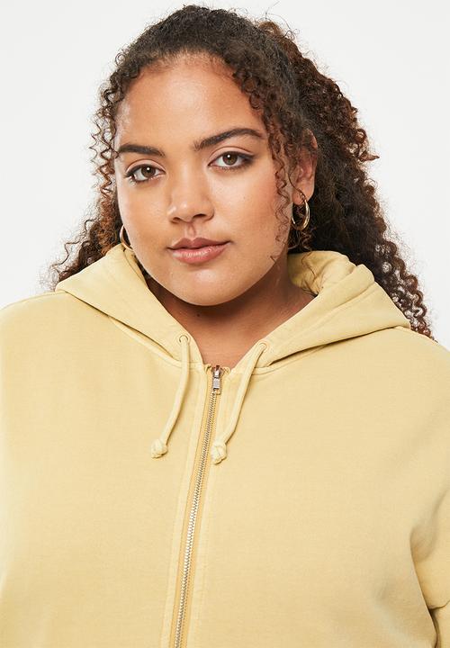 Cotton On - Plus classic washed zip-through hoodie - washed light sand