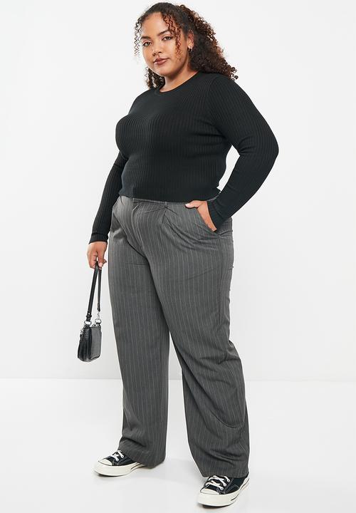 Cotton On - Plus urban rib crew neck top - black 