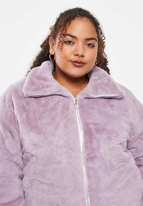 dailyfriday - Faux fur zip up jacket - mauve