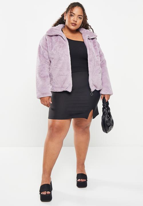 dailyfriday - Faux fur zip up jacket - mauve