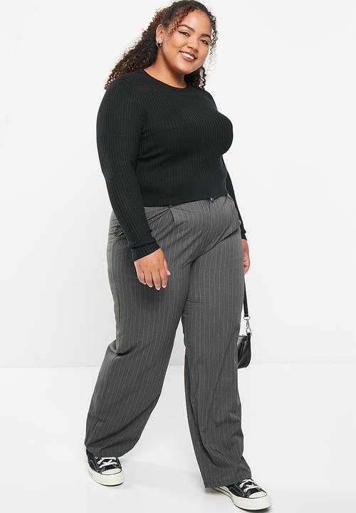 Cotton On - Plus jamie suiting pant - charcoal pinstripe 