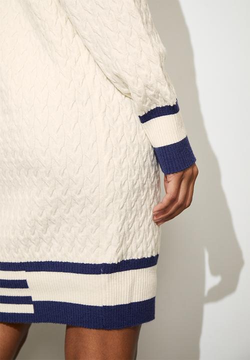 Superbalist - Tipped neckline knitwear mini dress - ecru & navy